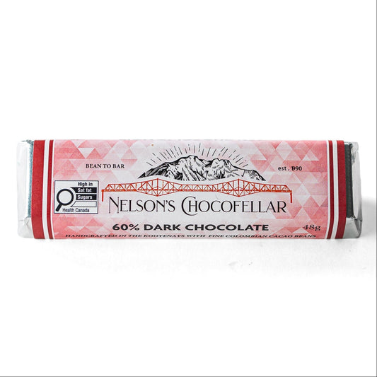 60% Dark Chocolate Bar Handmade in Nelson BC, Bean-to-Bar, Artisan.