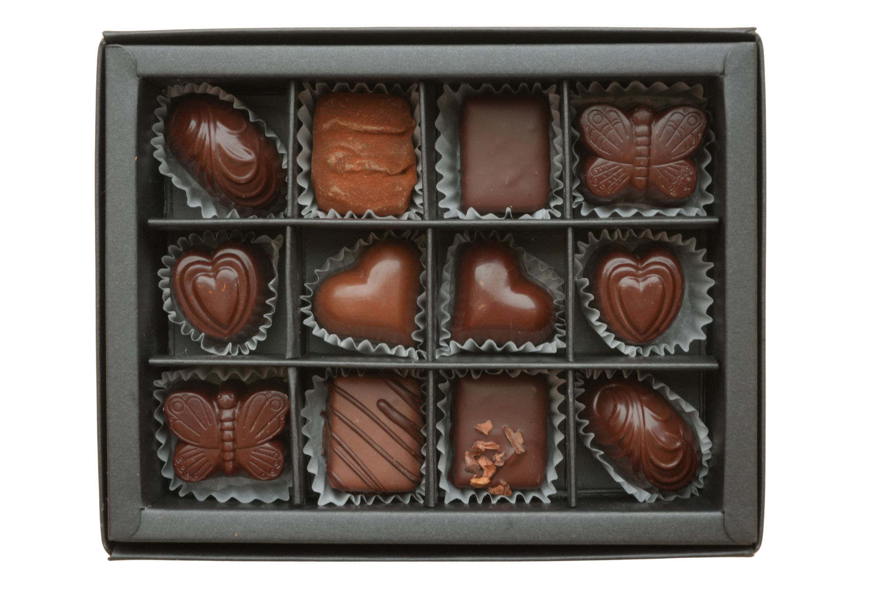 Assorted 12 Piece Gift Box (Truffles, Pralines, Chocolate Bonbons ...