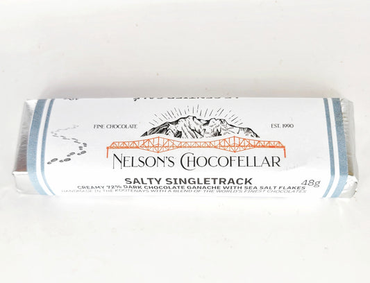 Salty single track: dark chocolate with sea salt flakes 72% single origin from peru chocofellar