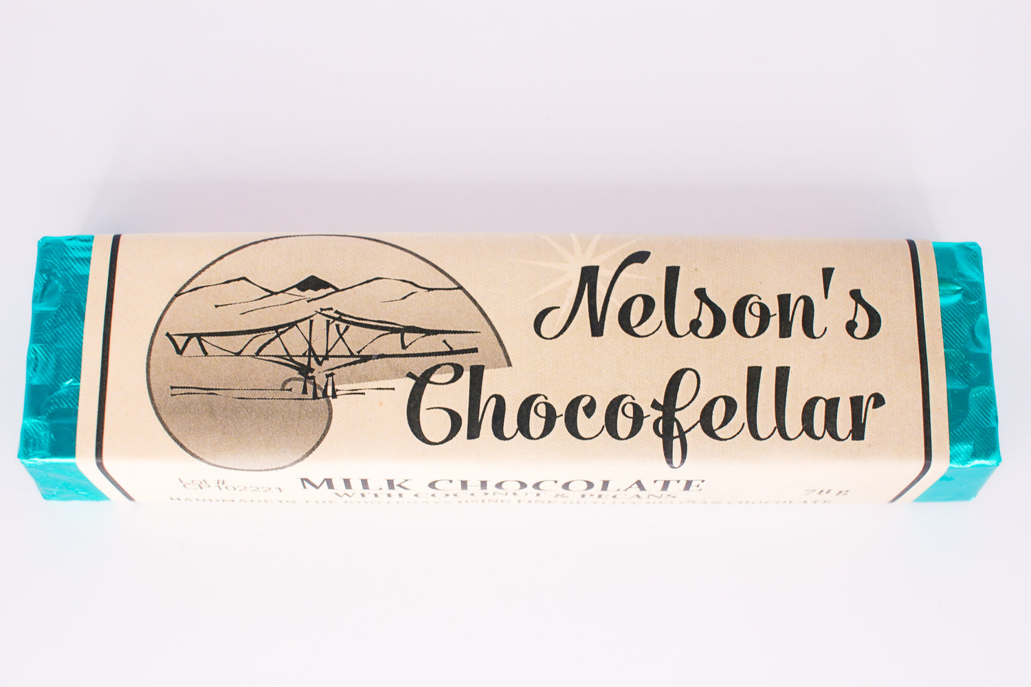 Coconut & Pecans Milk Chocolate Bar, handmade in Nelson BC